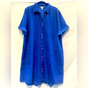 NWOT - LOGO By Lori Goldstein 100% Cotton Button Front Colored Denim Mid…